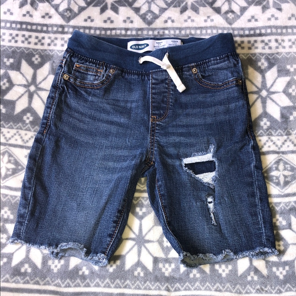 Old Navy Boys Navy Blue Distressed Denim Shorts